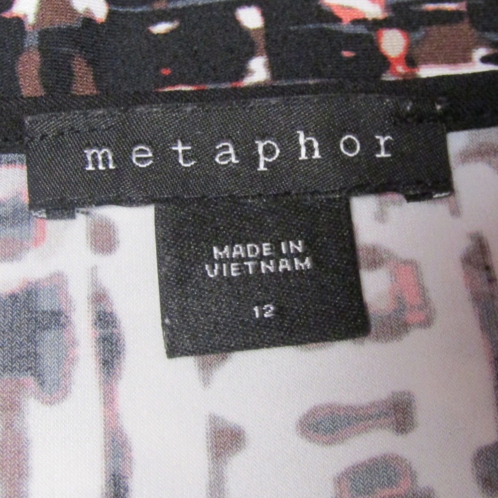 Metaphor Black Gray Abstract Print Shift Dress 12 - image 5